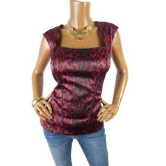White House Black Market Tops - WHBM Women's Top L/14 Red/Black Animal